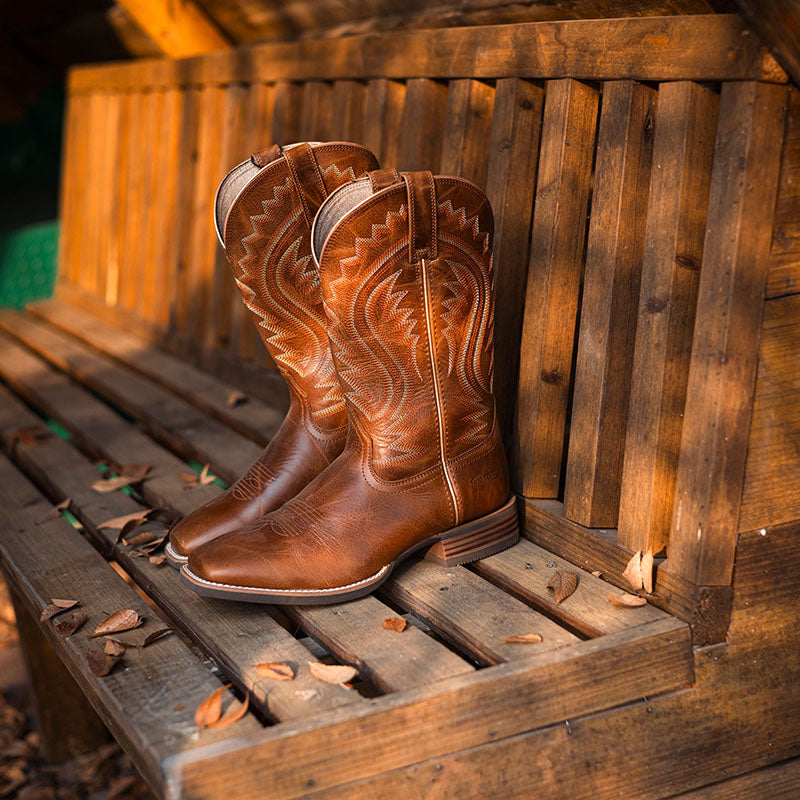 Traditional Men’s Western Cowboy Boots Square Toe