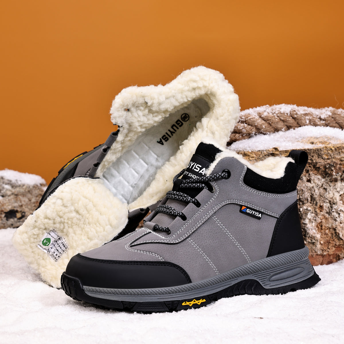 Warm Wool Lined High Top Steel Toe Work Boots