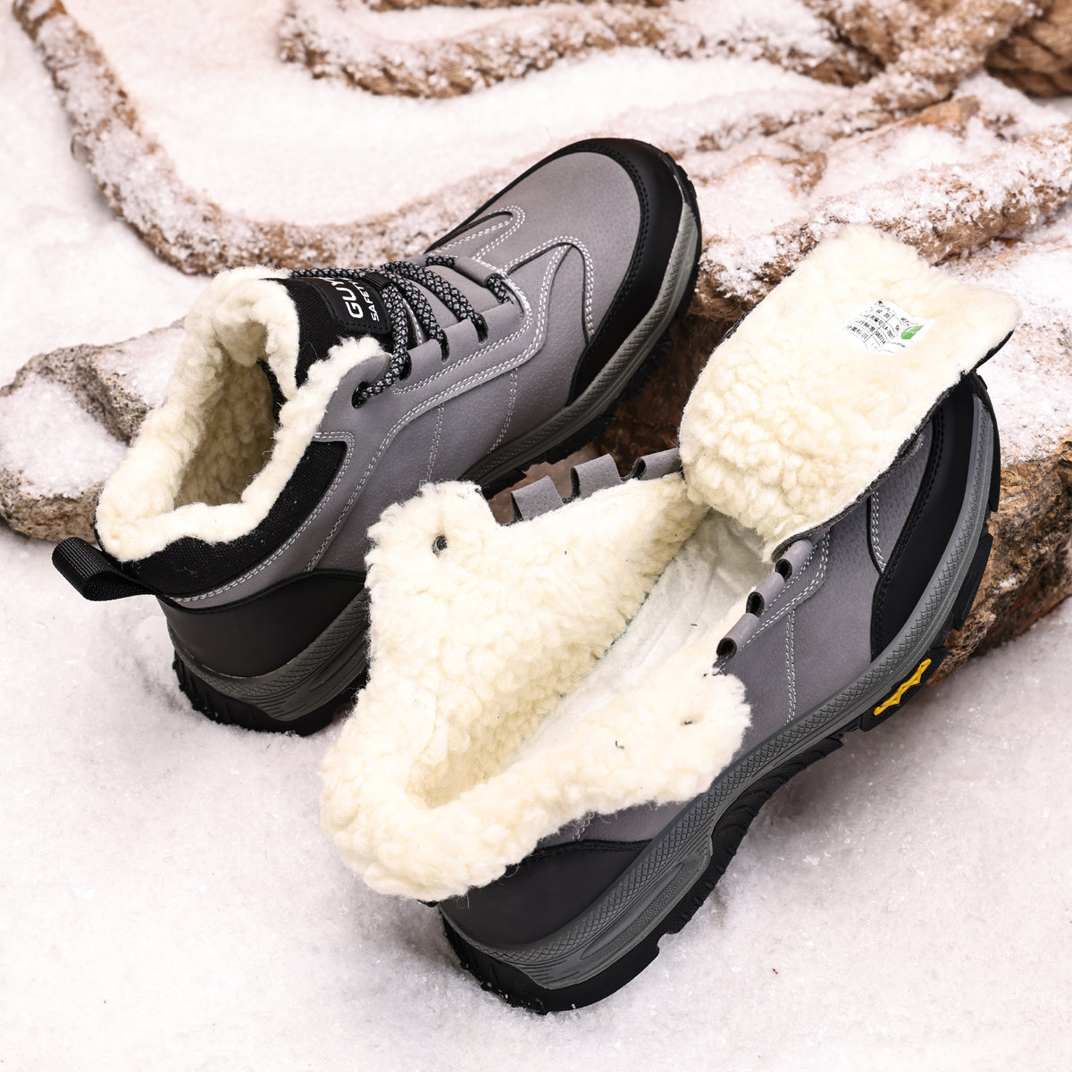 Warm Wool Lined High Top Steel Toe Work Boots