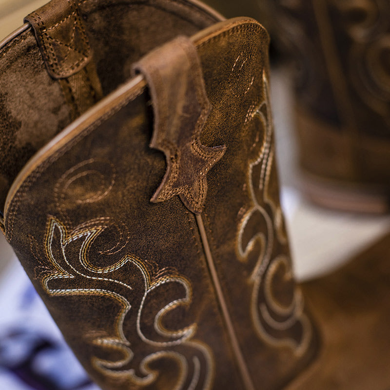 Coffee Brown Women's Cowboy Boots - Stylish Embroidered Roughstock Square Toe