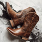 Coffee Brown Women's Cowboy Boots - Stylish Embroidered Roughstock Square Toe