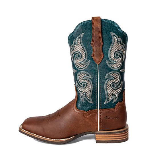 Women’s Western Mid Calf Cowboy Boots Embroidered Full Cowhide Leather