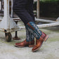 Women’s Western Mid Calf Cowboy Boots Embroidered Full Cowhide Leather