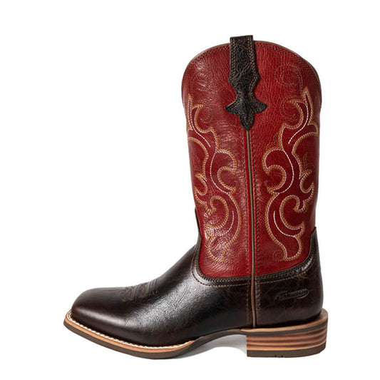 Women’s Square Toe Embroidered Cowboy Boots Wine Red Comfortable Western Boots
