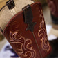 Women’s Square Toe Embroidered Cowboy Boots Wine Red Comfortable Western Boots