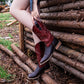 Women’s Square Toe Embroidered Cowboy Boots Wine Red Comfortable Western Boots
