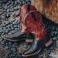 Women’s Square Toe Embroidered Cowboy Boots Wine Red Comfortable Western Boots