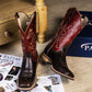 Women’s Square Toe Embroidered Cowboy Boots Wine Red Comfortable Western Boots